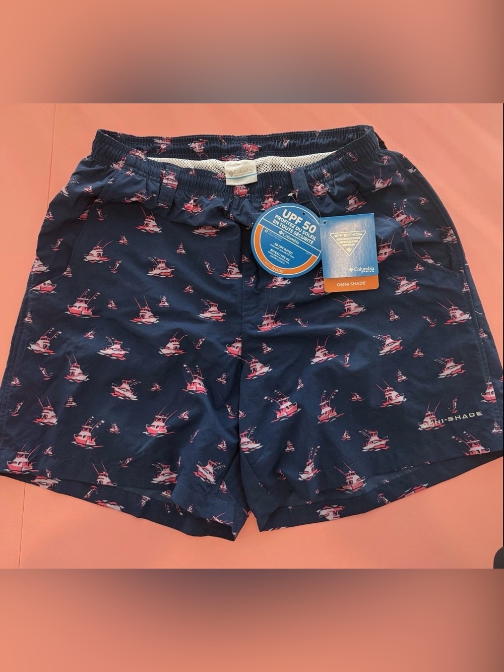 Columbia Shorts Mens Small Blue Water Shorts PFG, UPF 50 Omni-Shade Nylon 6"